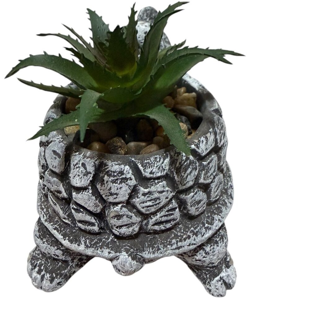 Turtle Faux Plant Holder Ceramic Figurine Set Decor - Picture 5 of 11